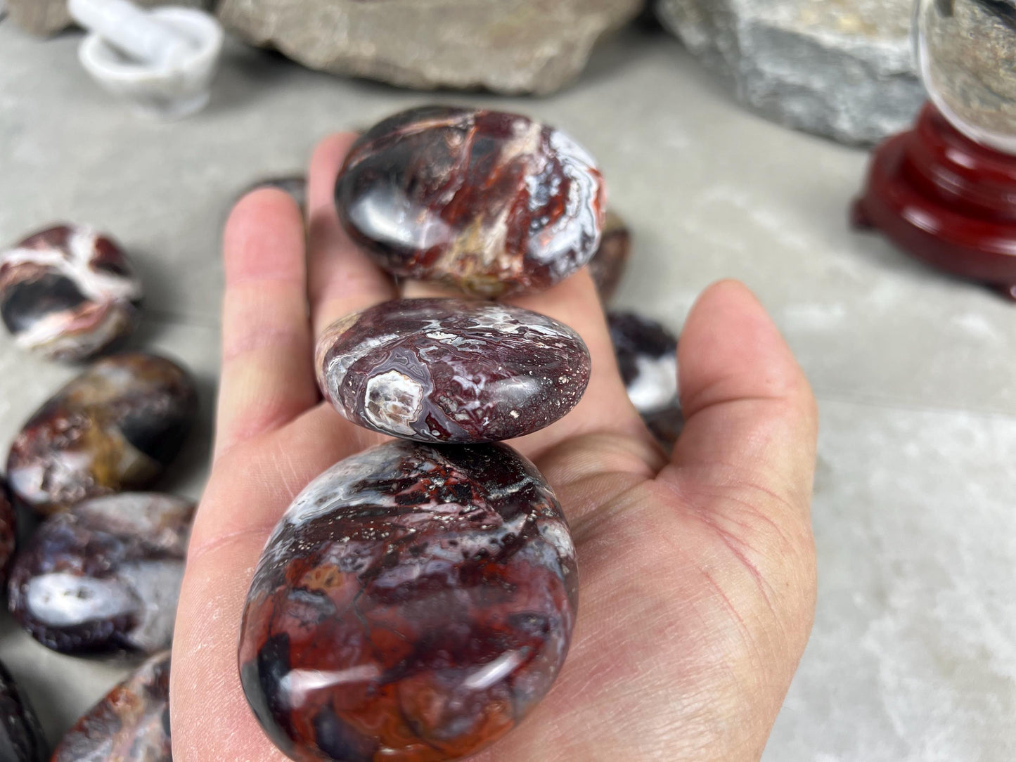Large Laughter Stone Palm Stone Mexican Agate Money Polished Crystal Worry Distraction Home Decor Worry Pocket Stress Anxiety Palm Stone