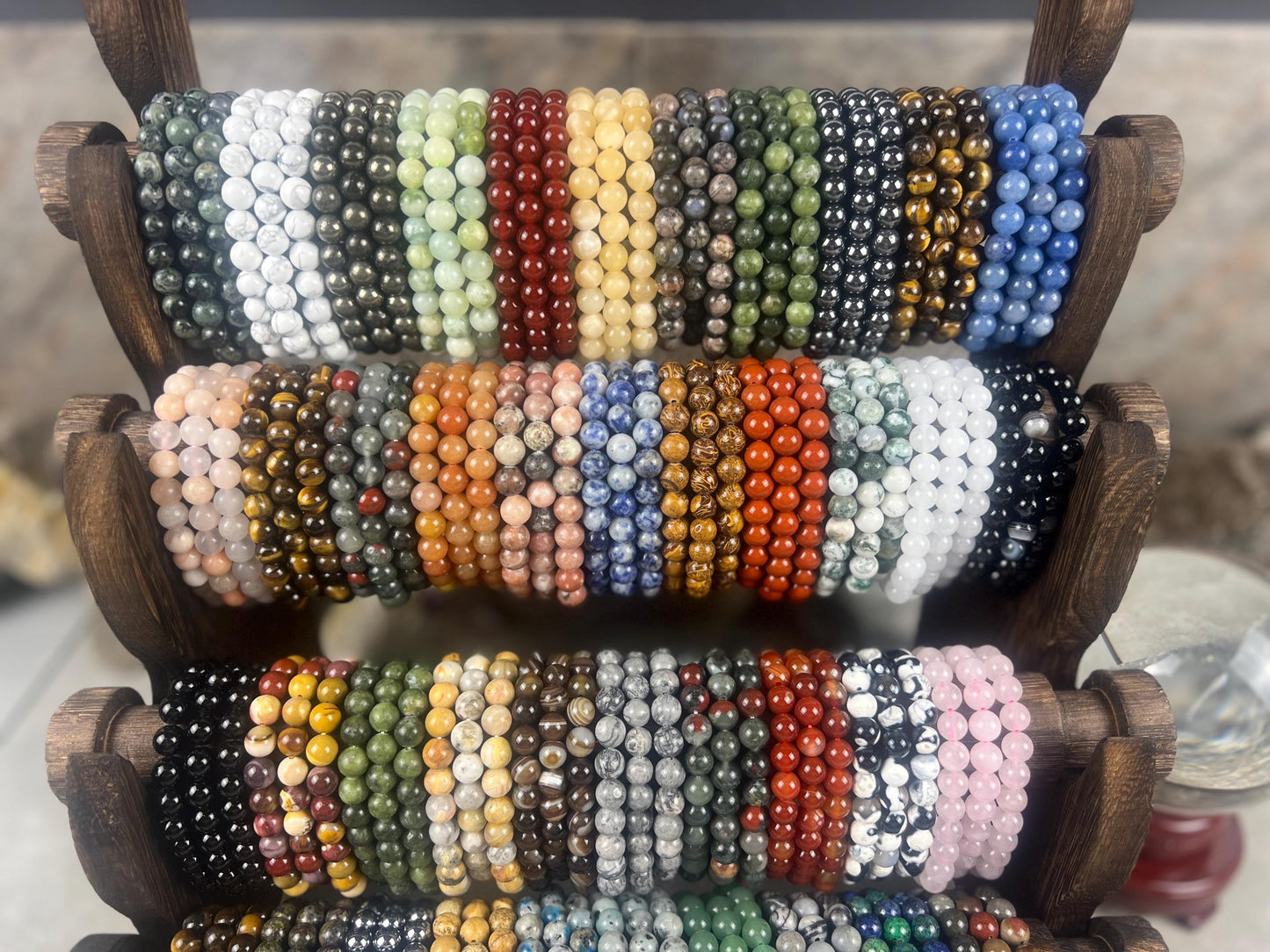 3 Bracelets for 16 Natural Crystal Gemstone Bead Bracelet Unisex Healing Jewelry Bulk Wholesale