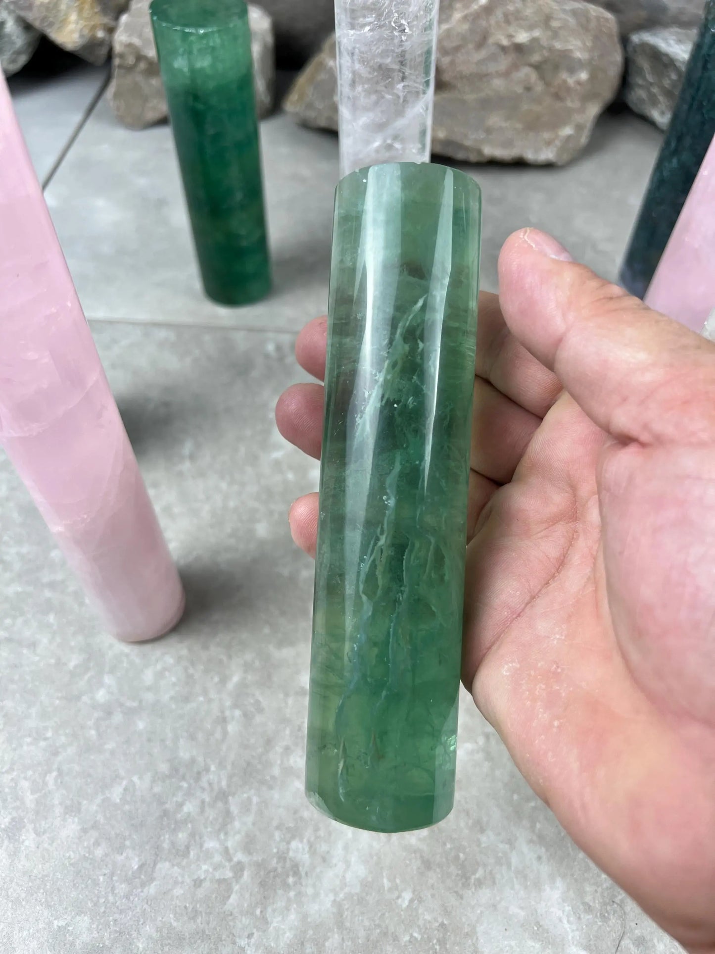 Small Batch Brazil Rose/Clear Quartz Moss Agate Crystal Rods for Focus Anxiety Meditation Christmas Birthday Gift Rods Towers