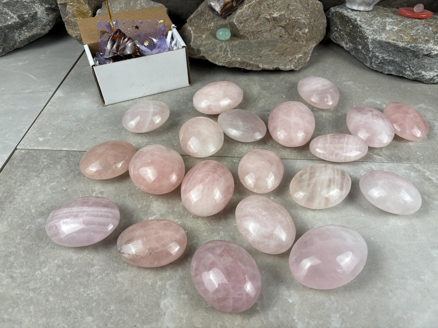 Small Batch Odisha India Rose Quartz Palm Stones Polished Natural Crystal Polished Worry Home Decor Anxiety Pocket Distraction Birthday Gift