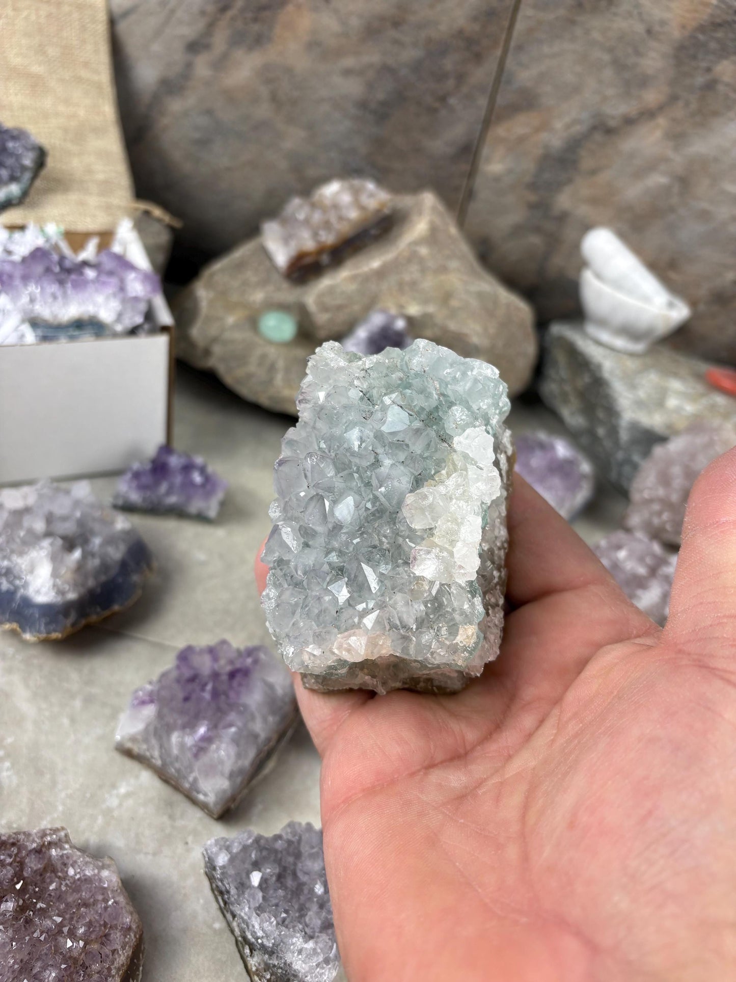 Brazil Amethyst Geode Frag Bedside Cluster Natural Crystal Worry Anxiety Distraction Stone Home Decor Worry Pocket Stress Anxiety Altar