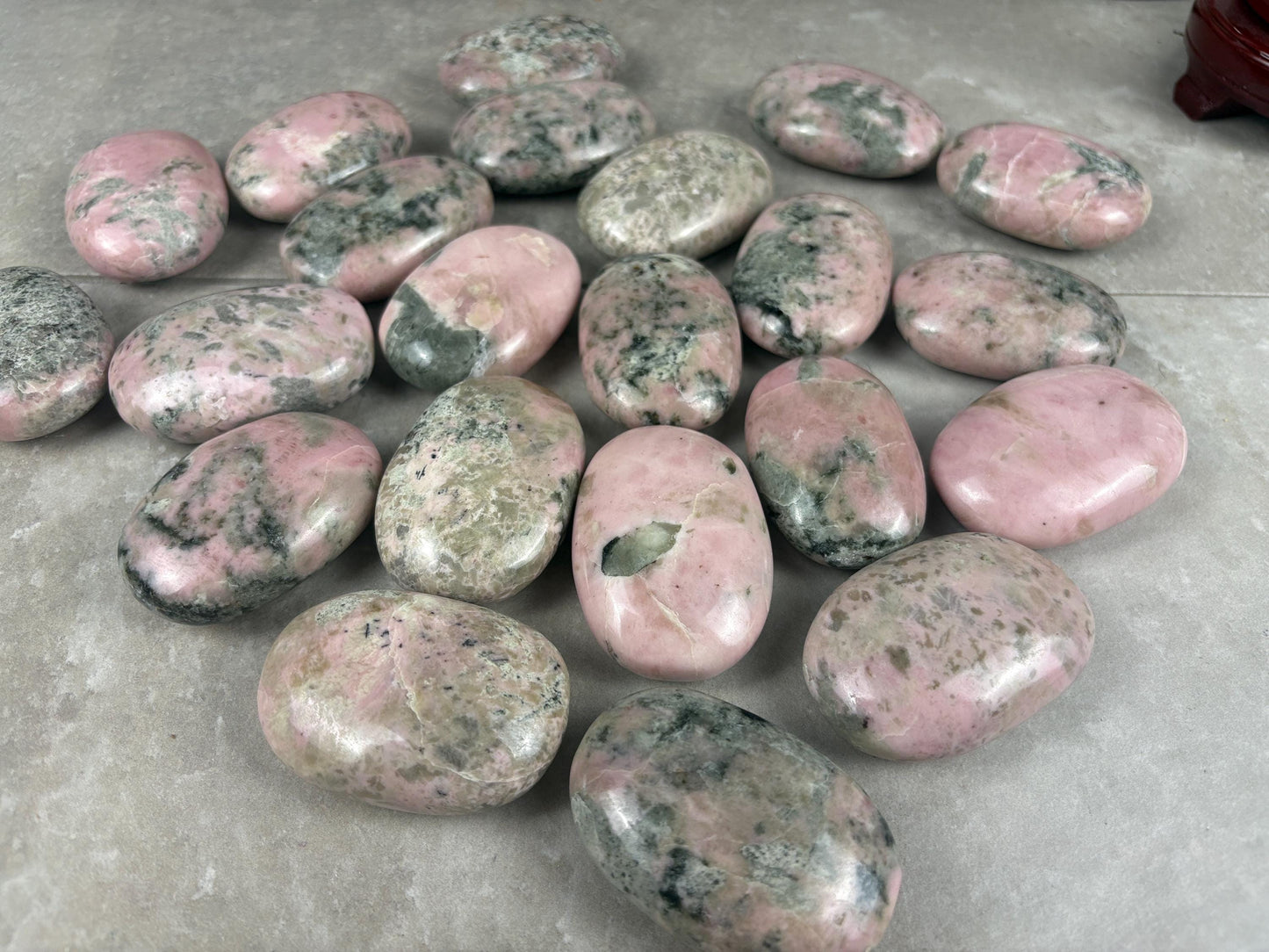 Rhodochrosite Palm Stone: Polished Calming Crystal for Stress Relief Home Decor Worry Pocket Stress Anxiety Palm Stone