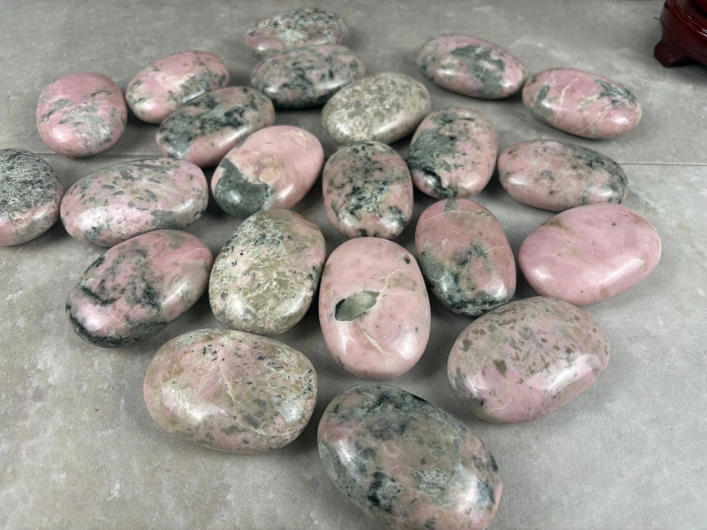 Rhodochrosite Palm Stone: Polished Calming Crystal for Stress Relief Home Decor Worry Pocket Stress Anxiety Palm Stone