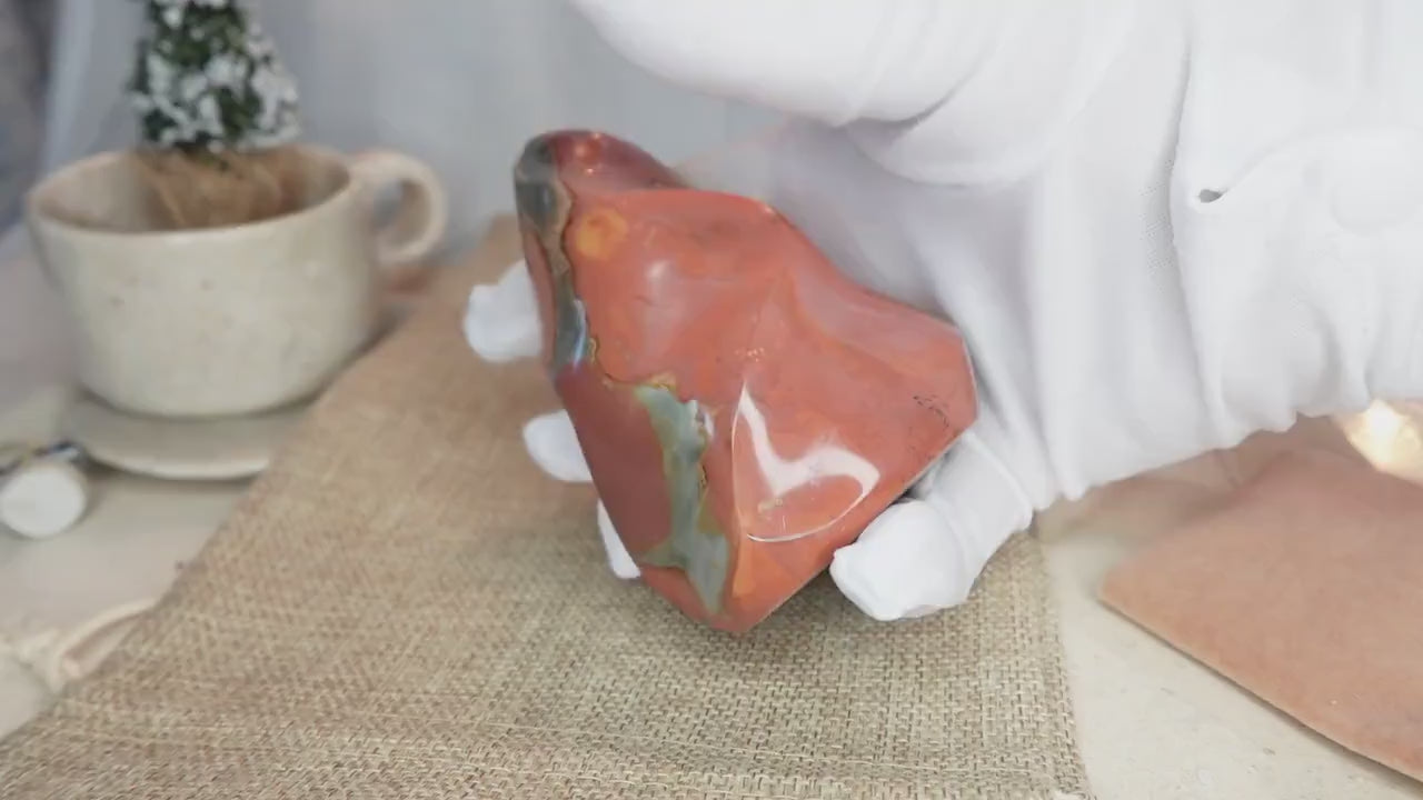 Polychrome Jasper Flame: Polished Crystal Decor (0.6oz)