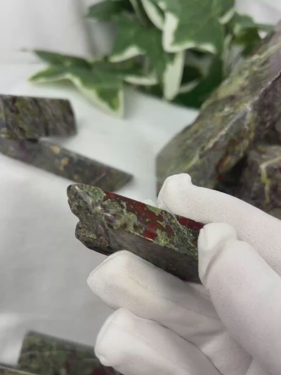 Khambhat Bloodstone Palm Stone: Polished Carved Crystal for Anxiety Relief