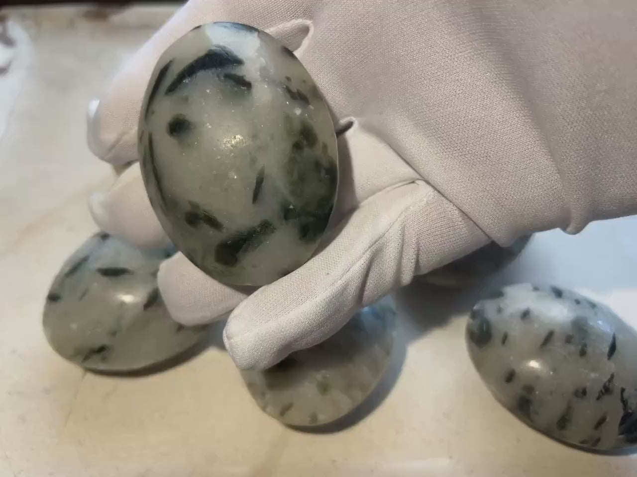 Green Tourmaline Palm Stone: Polished Crystal for Anxiety Relief
