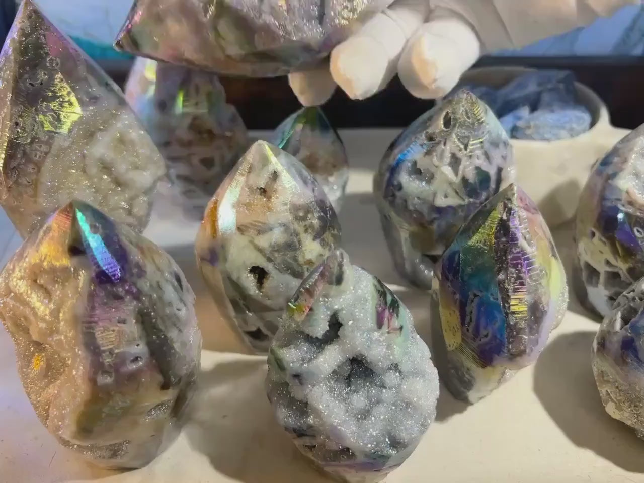 Angel Aura Druzy Quartz Carved Crystal Statue Paperweight Birthday Gift Meditation Home Desk Decor