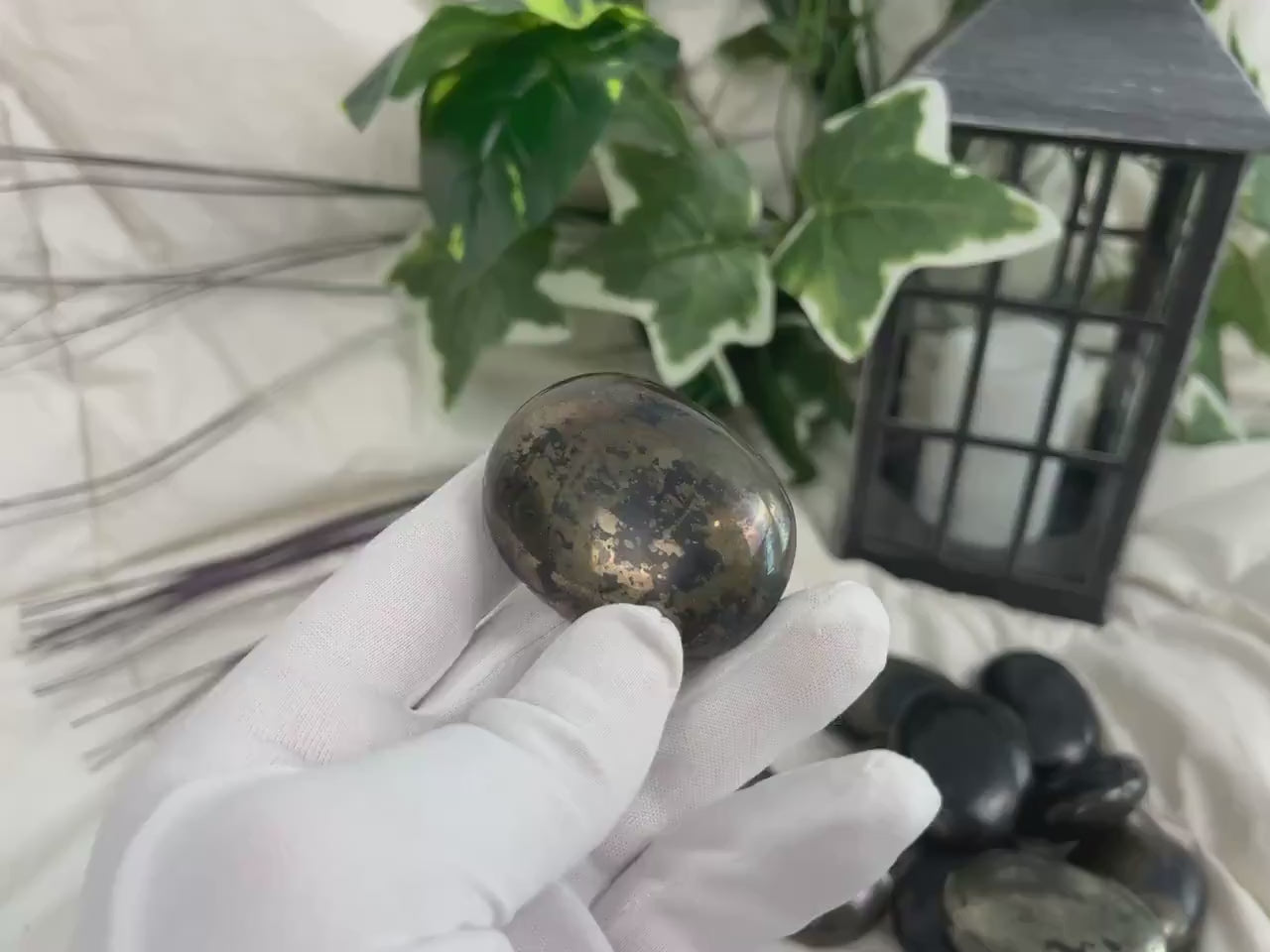 Polished Chalcopyrite Palm Stone: Chilean Copper Crystal, Worry Stone