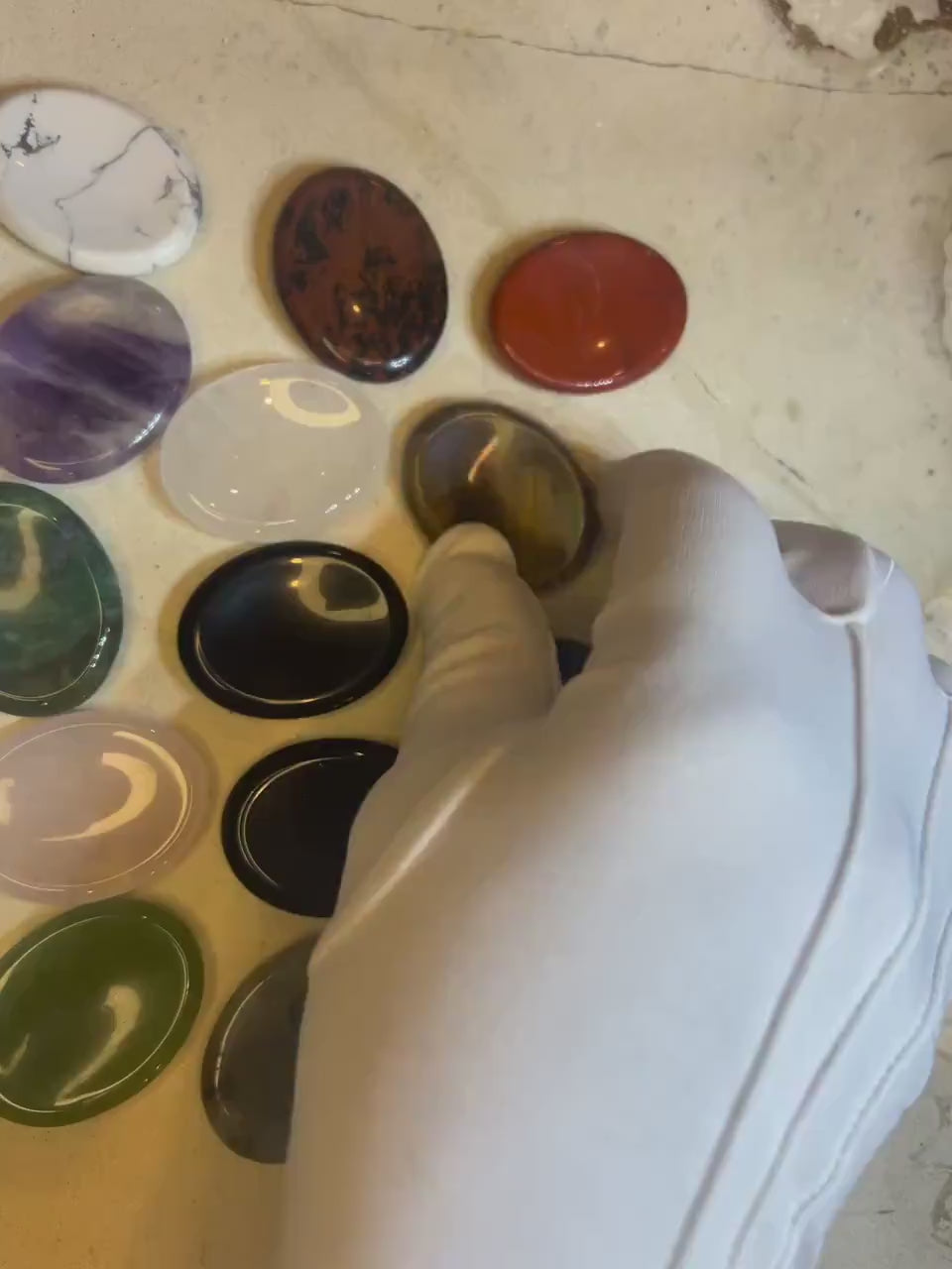Polished Gemstone Worry Stone: Chakra Palm Stone for Stress Relief