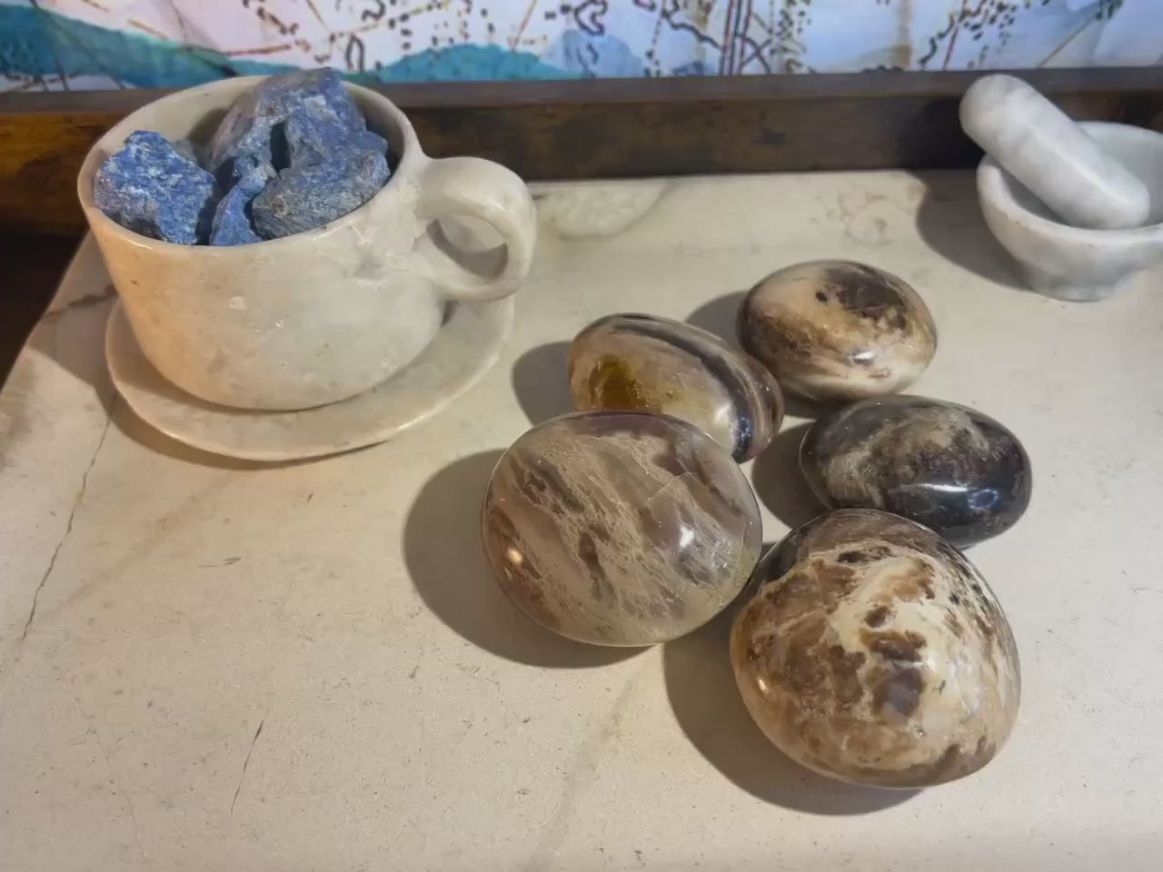 Fossil Wood Palm Stone: Polished Carved Crystal for Anxiety Relief
