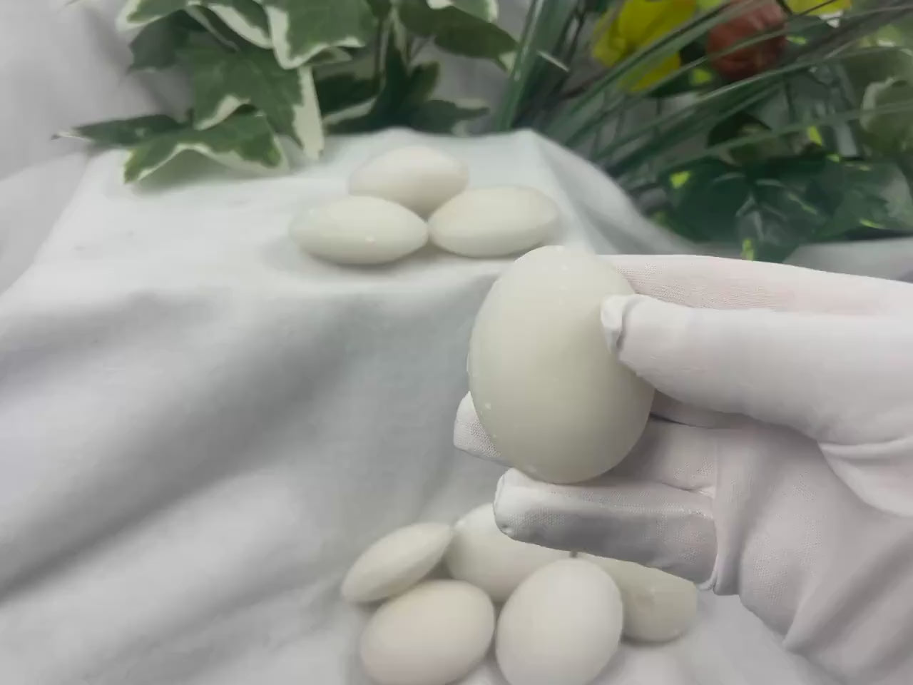 Snow White Jade Palm Stone: Polished Crystal for Anxiety Relief
