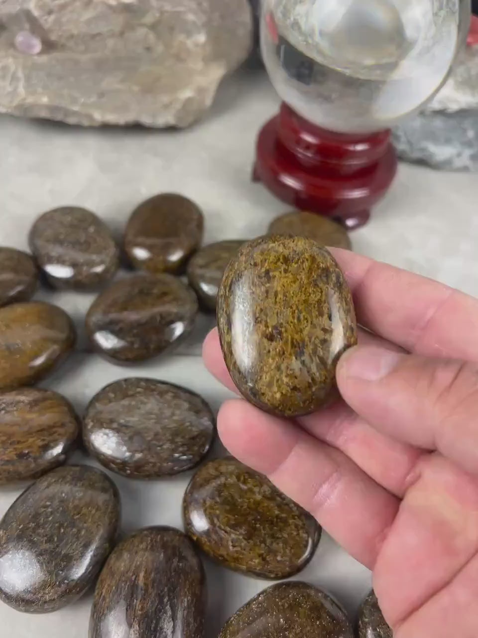 Polished Magnesium Bronzite Palm Stone Anxiety Worry Meditation Decor Home Christmas Birthday