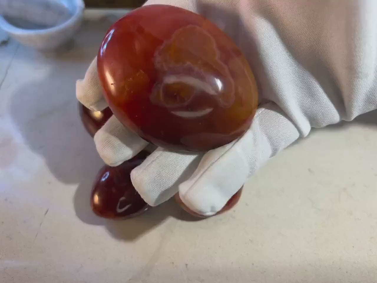 Carnelian Palm Stone: Polished Agate Worry Stone, Meditation Crystal