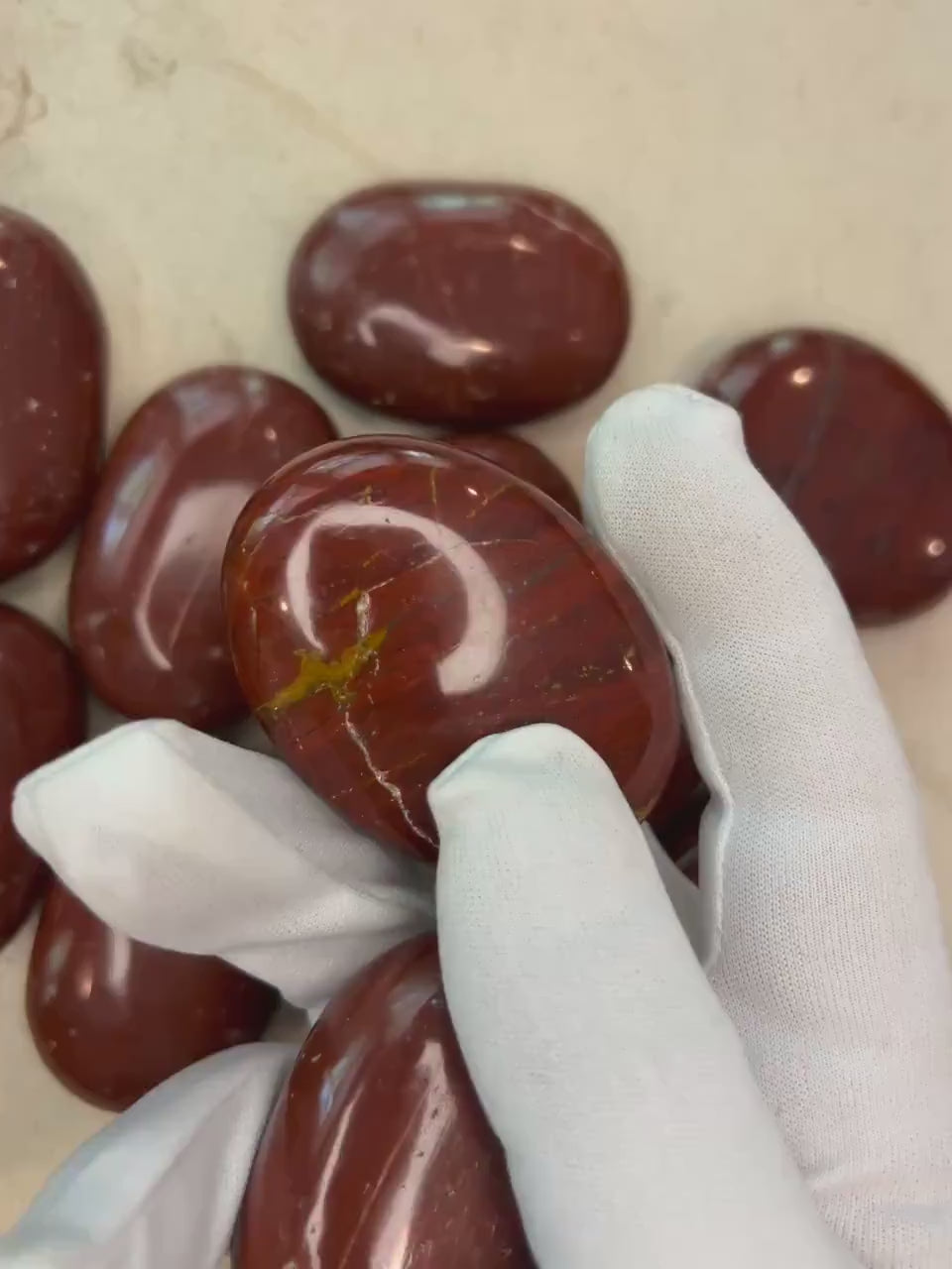 Red Jasper Palm Stone: Polished Carved Crystal, Home Decor