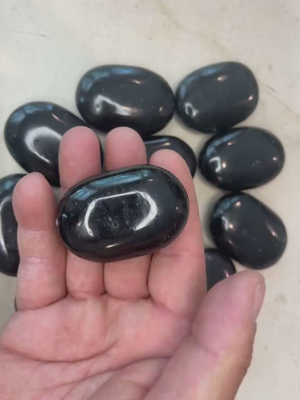 Indian Black Tourmaline Palm Stone: Polished Crystal Decor