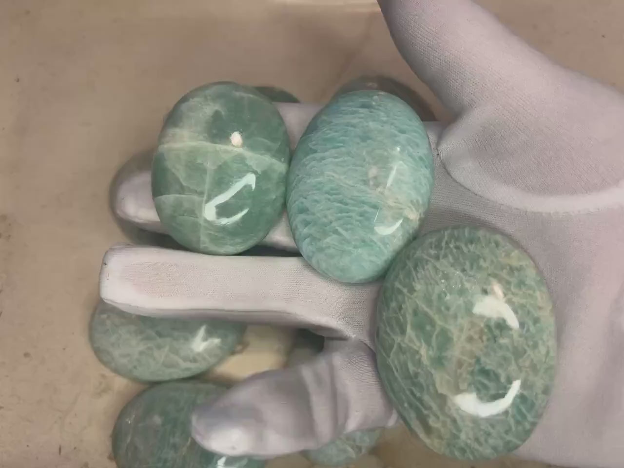 Amazonite Palm Stone: Polished Crystal for Meditation & Anxiety Relief
