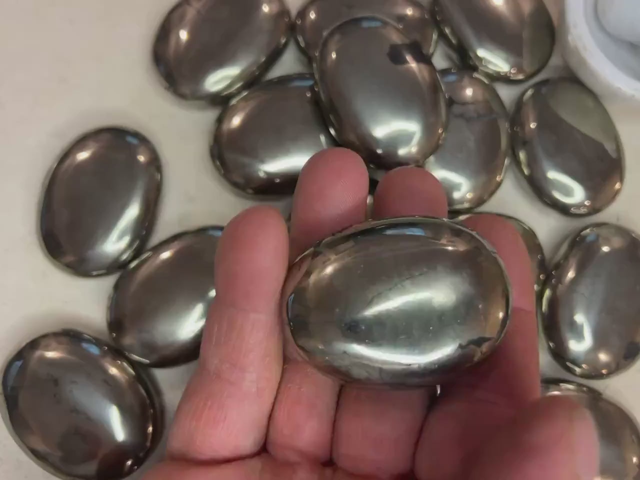 Iron Pyrite Palm Stone: Worry Stone, Stress Relief, Home Decor
