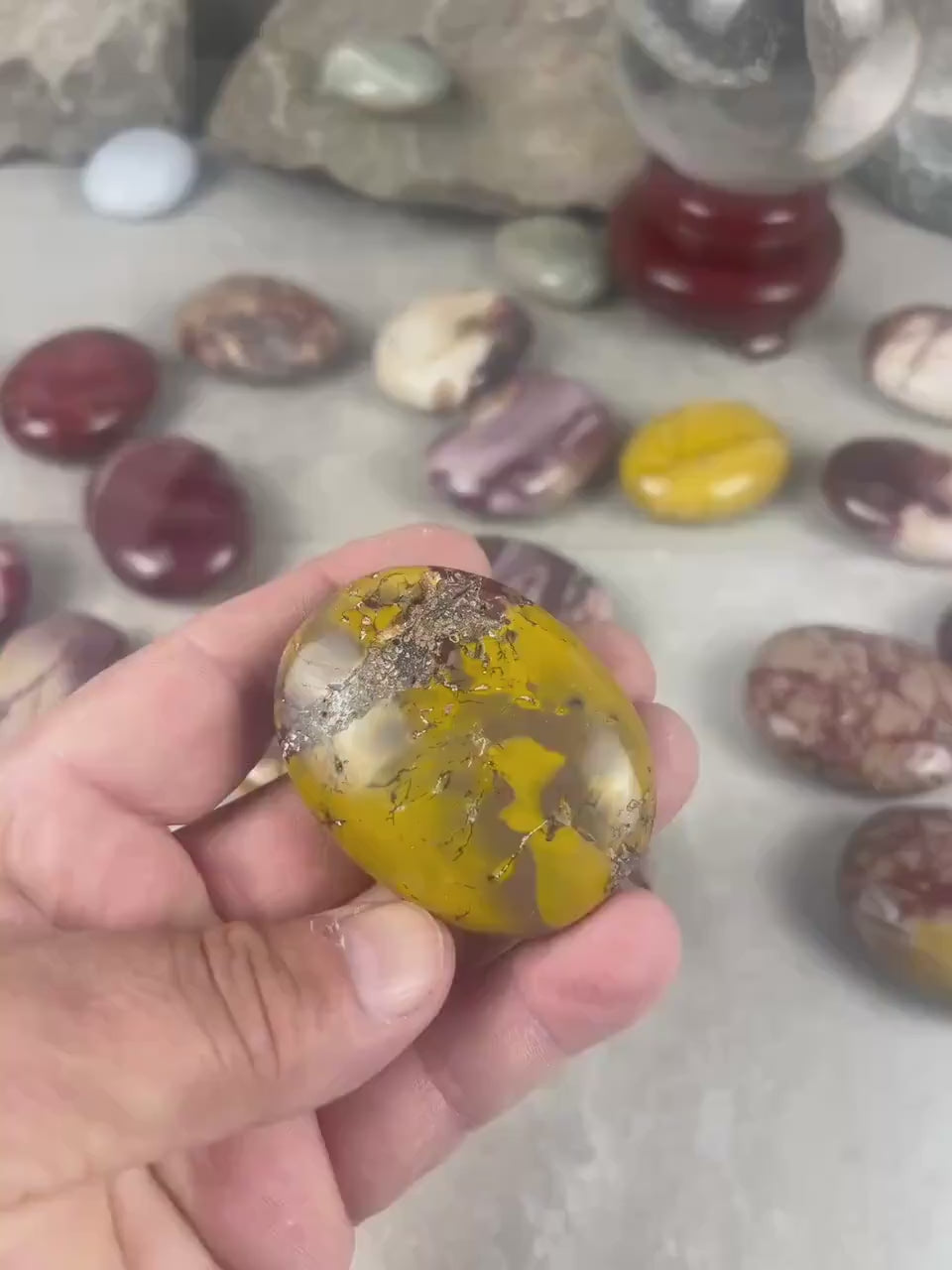 Mooka Creek Mookaite Jasper Palm Stone: Polished Worry Stone, Chakra Healing
