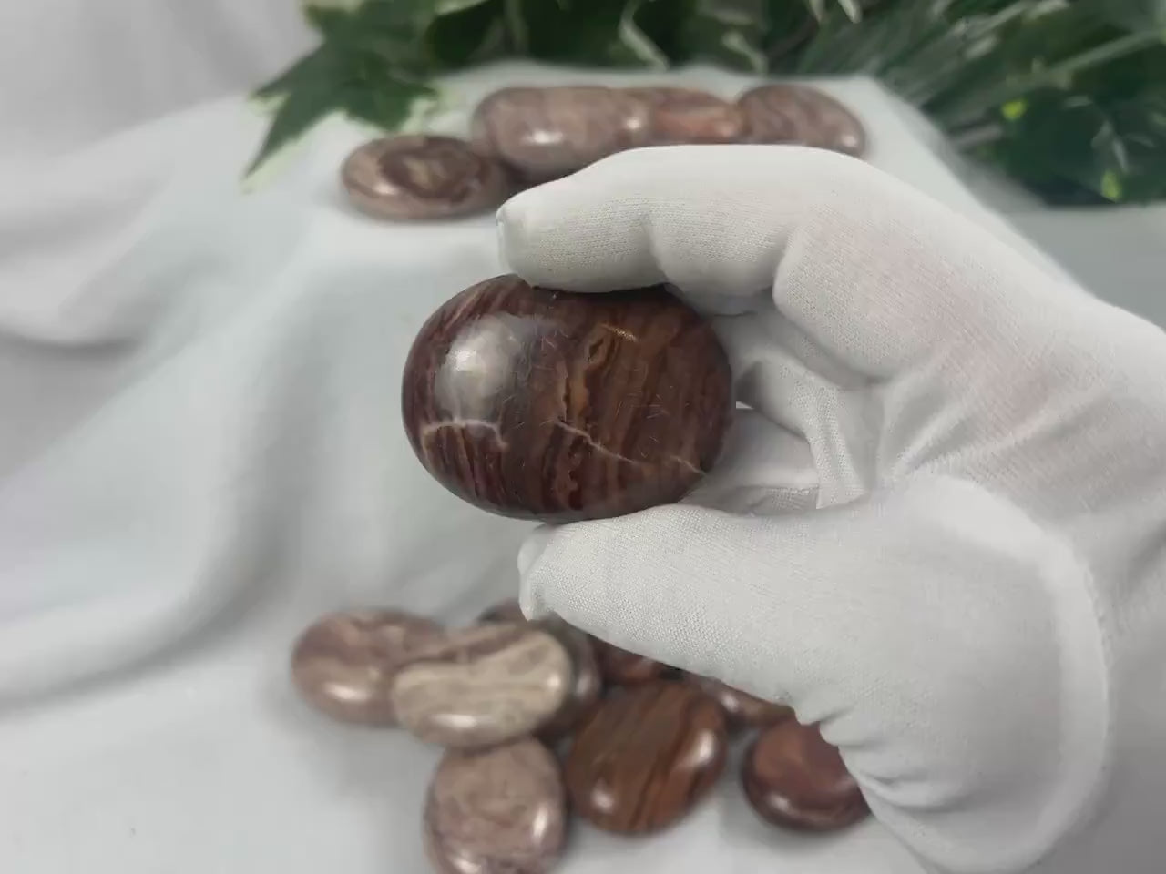 Volcanic Chocolate Jasper Palm Stone: Polished Crystal for Anxiety Relief
