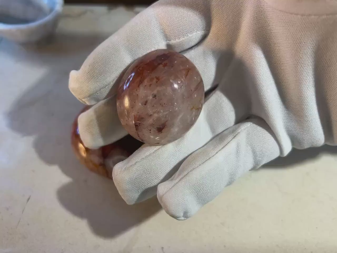 Fire Quartz Palm Stone: Polished Red Hematoid Crystal for Anxiety
