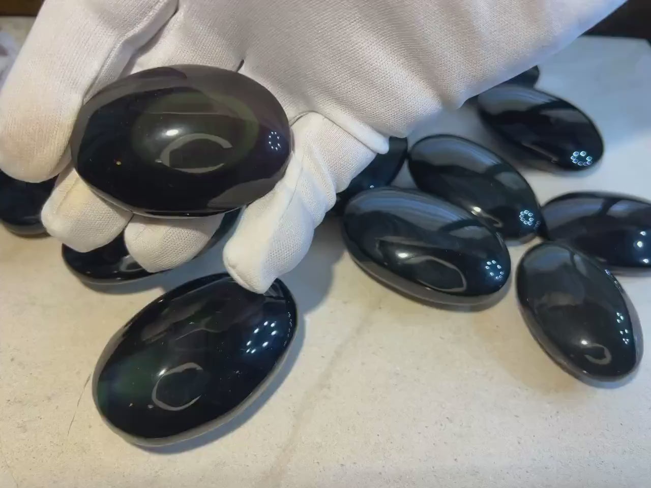 Rainbow Obsidian Palm Stone: Polished Crystal for Anxiety, Meditation