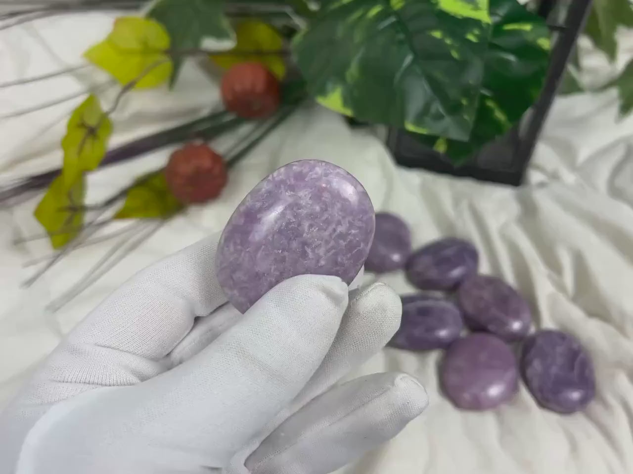 Brazilian Lithionite Palm Stone: Polished Worry Stone, Stress Relief