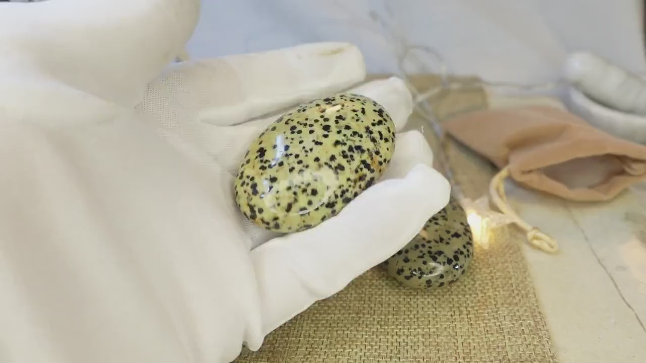 Dalmation Jasper Palm Stone Smooth Panic Thumb Stone Natural Crystal Thumb stone Christmas Birthday Gift Xmas Anxiety