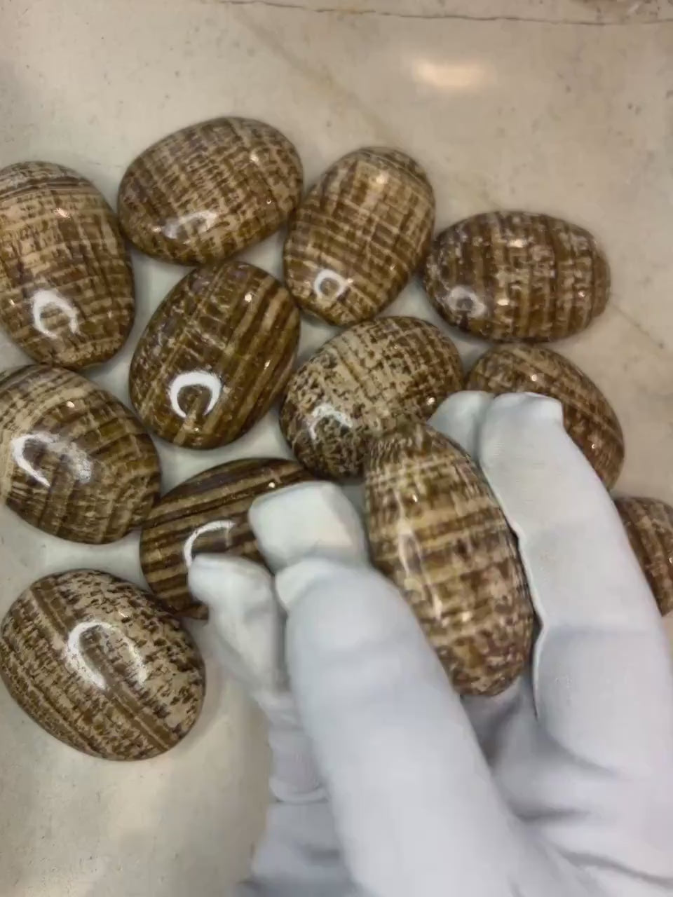 Indian Brown Aragonite Palm Stone: Polished Worry Stone