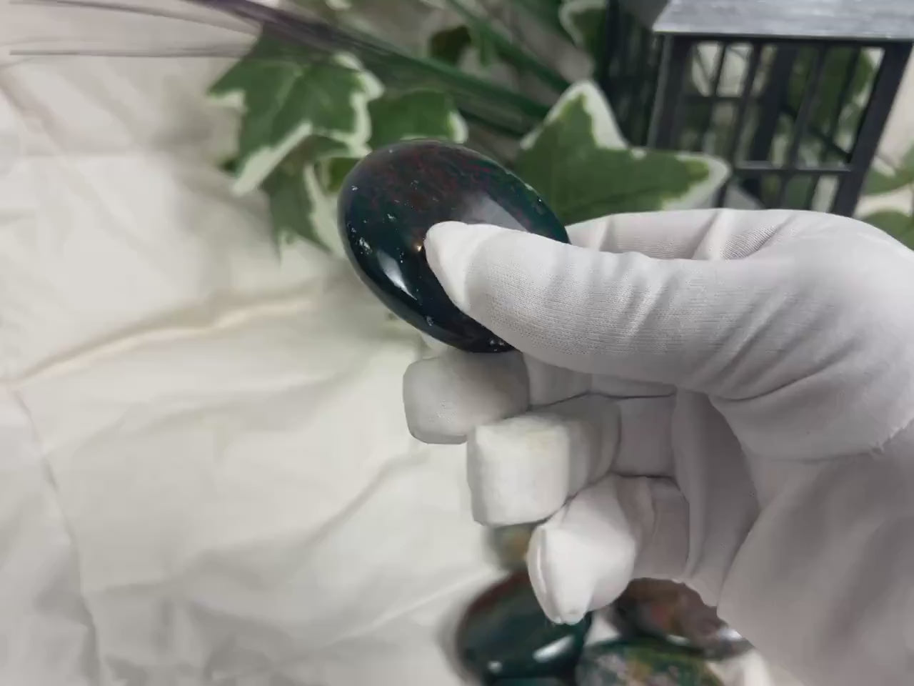 Indian Bloodstone Palm Stone: Polished Worry Stone, Home Decor