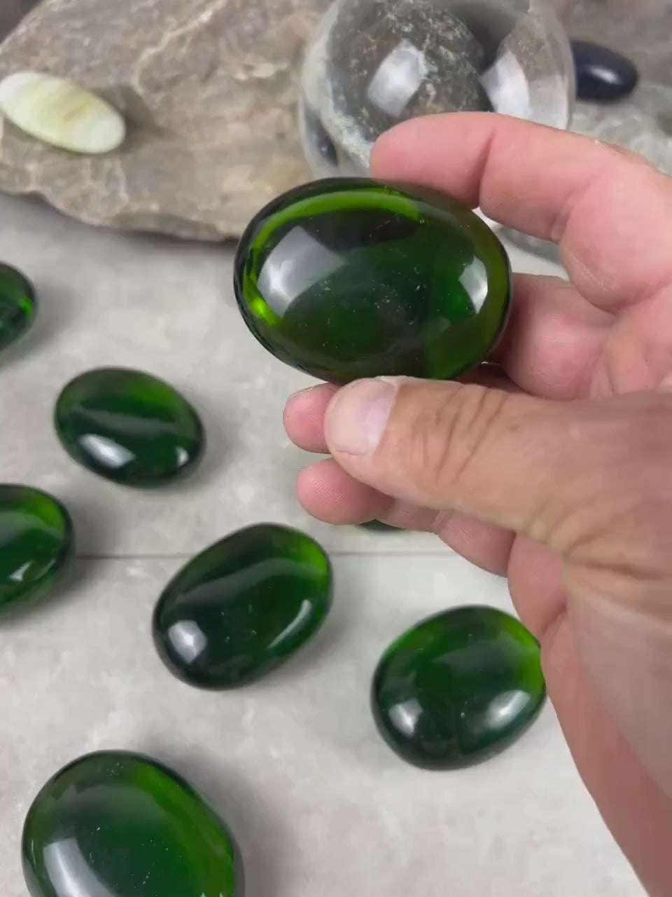 Prasiolite Green Quartz Palm Stone: Anxiety Relief Meditation Gift