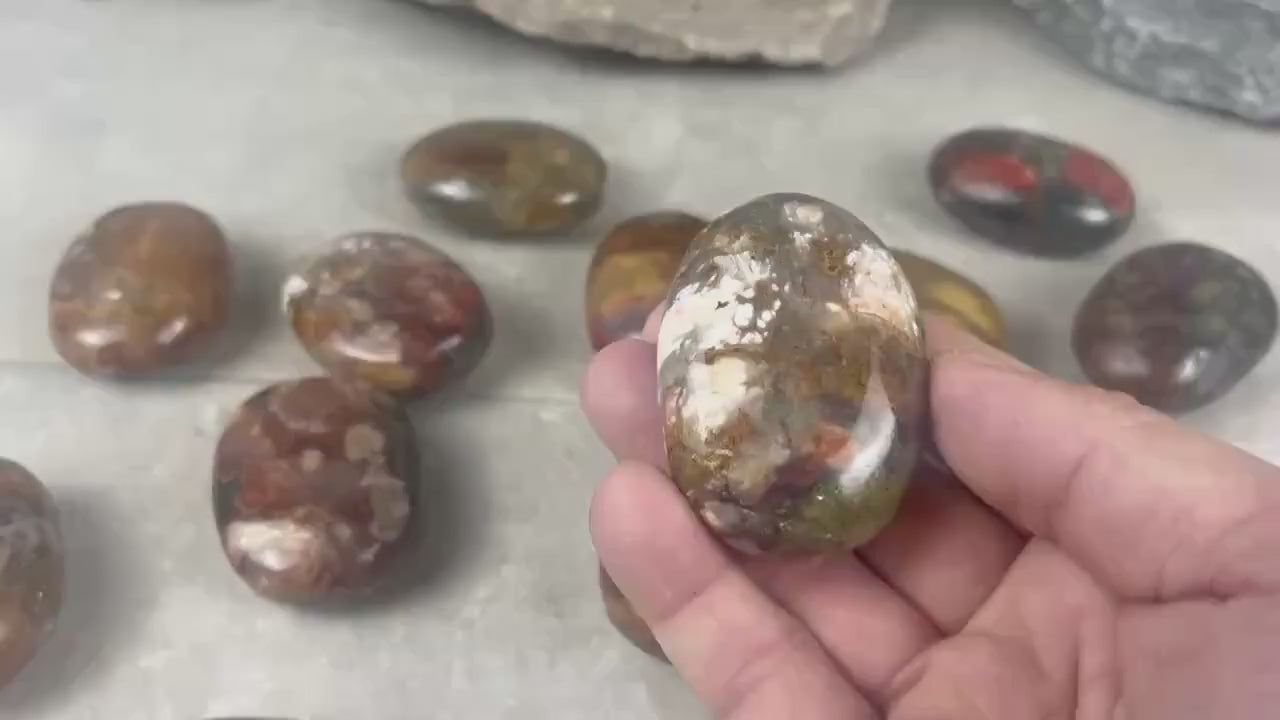 Gujarat India Sea Jasper Palm Stone: Polished Crystal Worry Stone