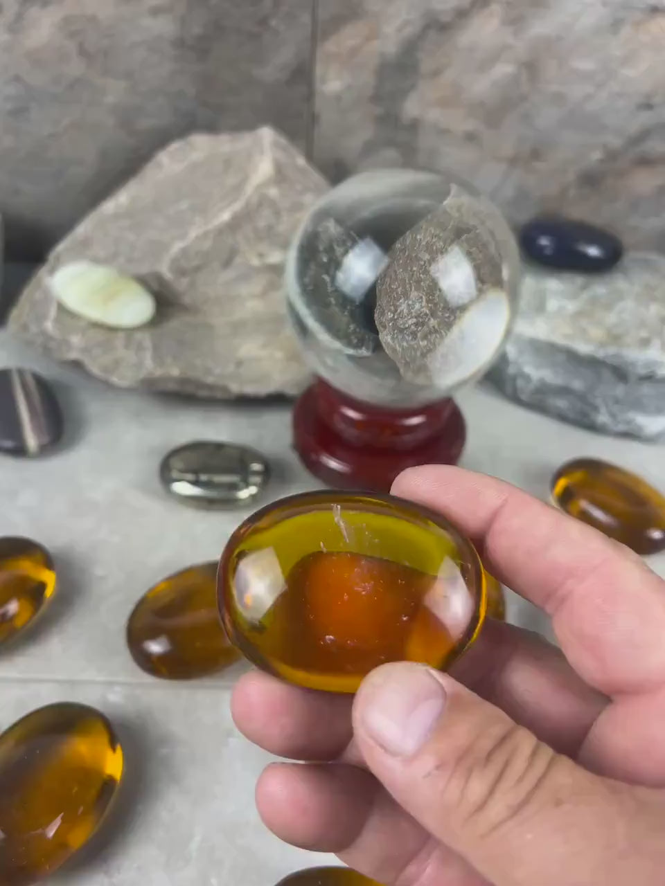 Yellow Quartz Palm Stone: Anxiety Relief Meditation Crystal
