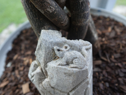 Hand Carved Quartz Mice Sculpture: Crystal Chakra Decor (388g)