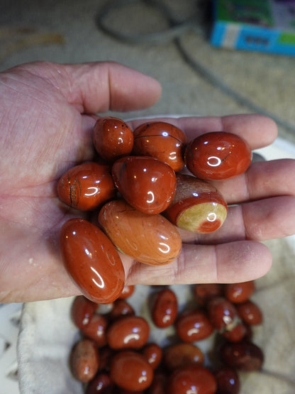 Red Jasper Tumble Stone: Polished Worry Palm Crystal Home Decor Worry Pocket Stress Anxiety Palm Stone