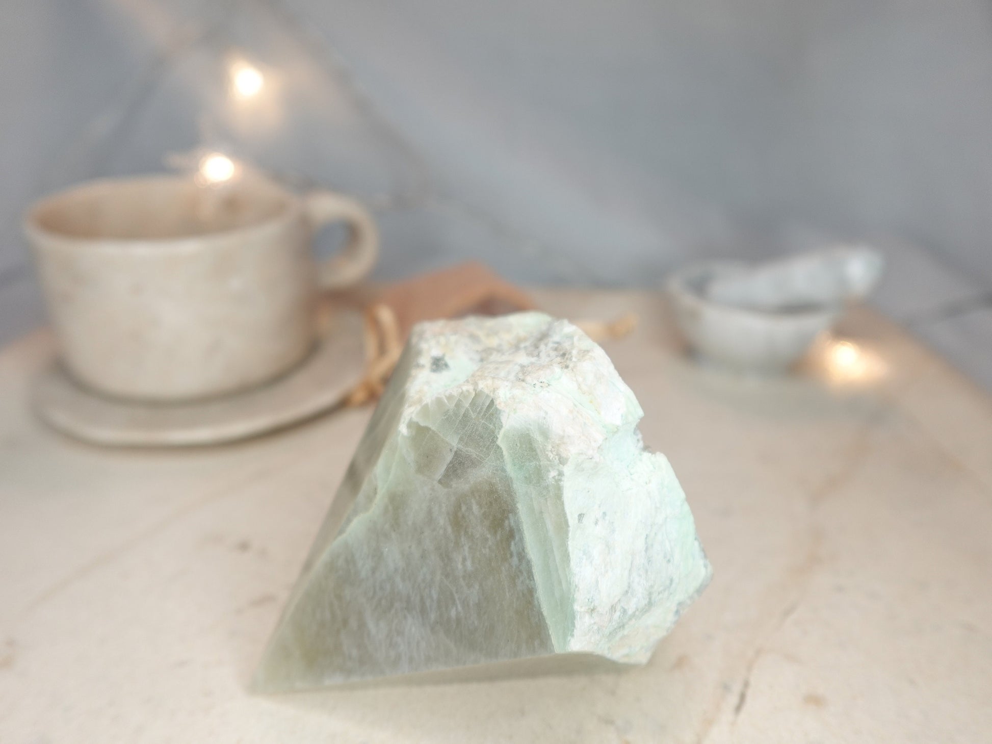 13.5 oz Green Moonstone Carved Anxiety Crystal Polished Raw Stone Meditation Anxiety Birthday Christmas Garden Decor