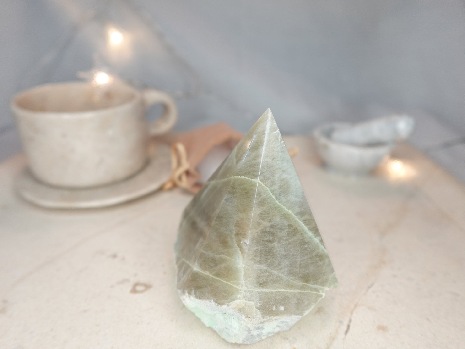 13.5 oz Green Moonstone Carved Anxiety Crystal Polished Raw Stone Meditation Anxiety Birthday Christmas Garden Decor