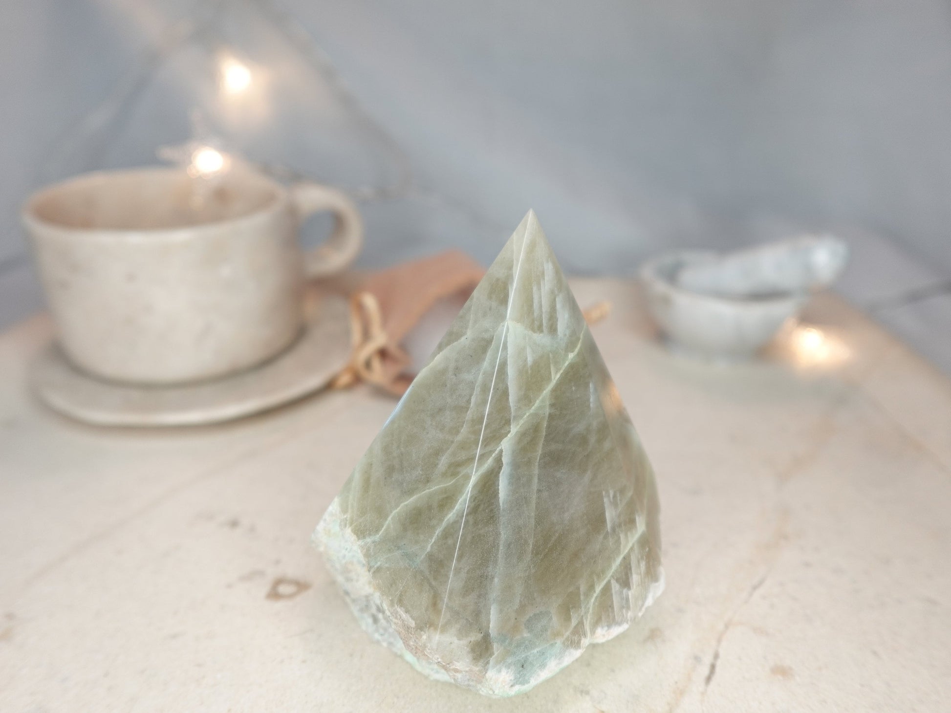13.5 oz Green Moonstone Carved Anxiety Crystal Polished Raw Stone Meditation Anxiety Birthday Christmas Garden Decor