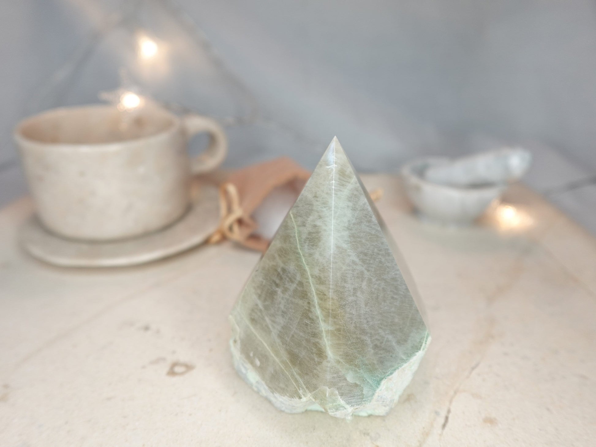 13.5 oz Green Moonstone Carved Anxiety Crystal Polished Raw Stone Meditation Anxiety Birthday Christmas Garden Decor
