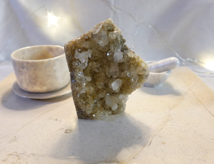 Hand Carved Quartz Mice Sculpture: Crystal Chakra Decor (388g)