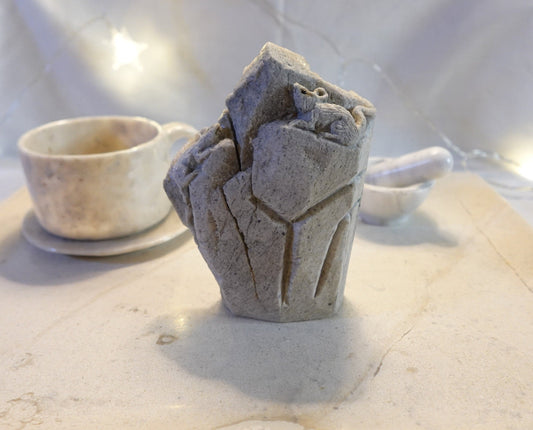 Hand Carved Quartz Mice Sculpture: Crystal Chakra Decor (388g)