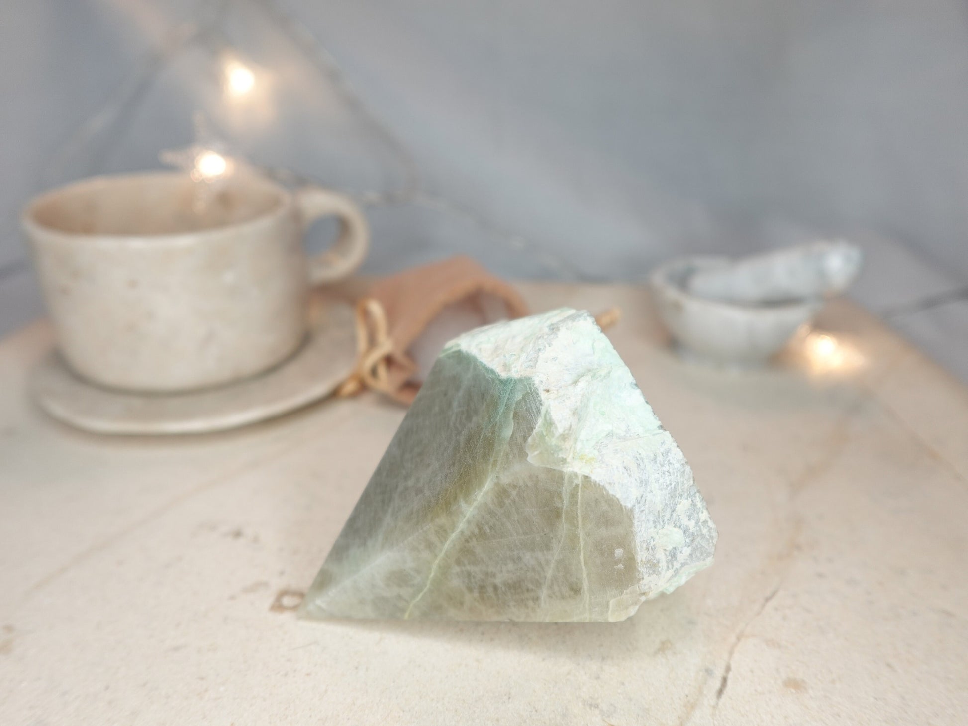13.5 oz Green Moonstone Carved Anxiety Crystal Polished Raw Stone Meditation Anxiety Birthday Christmas Garden Decor