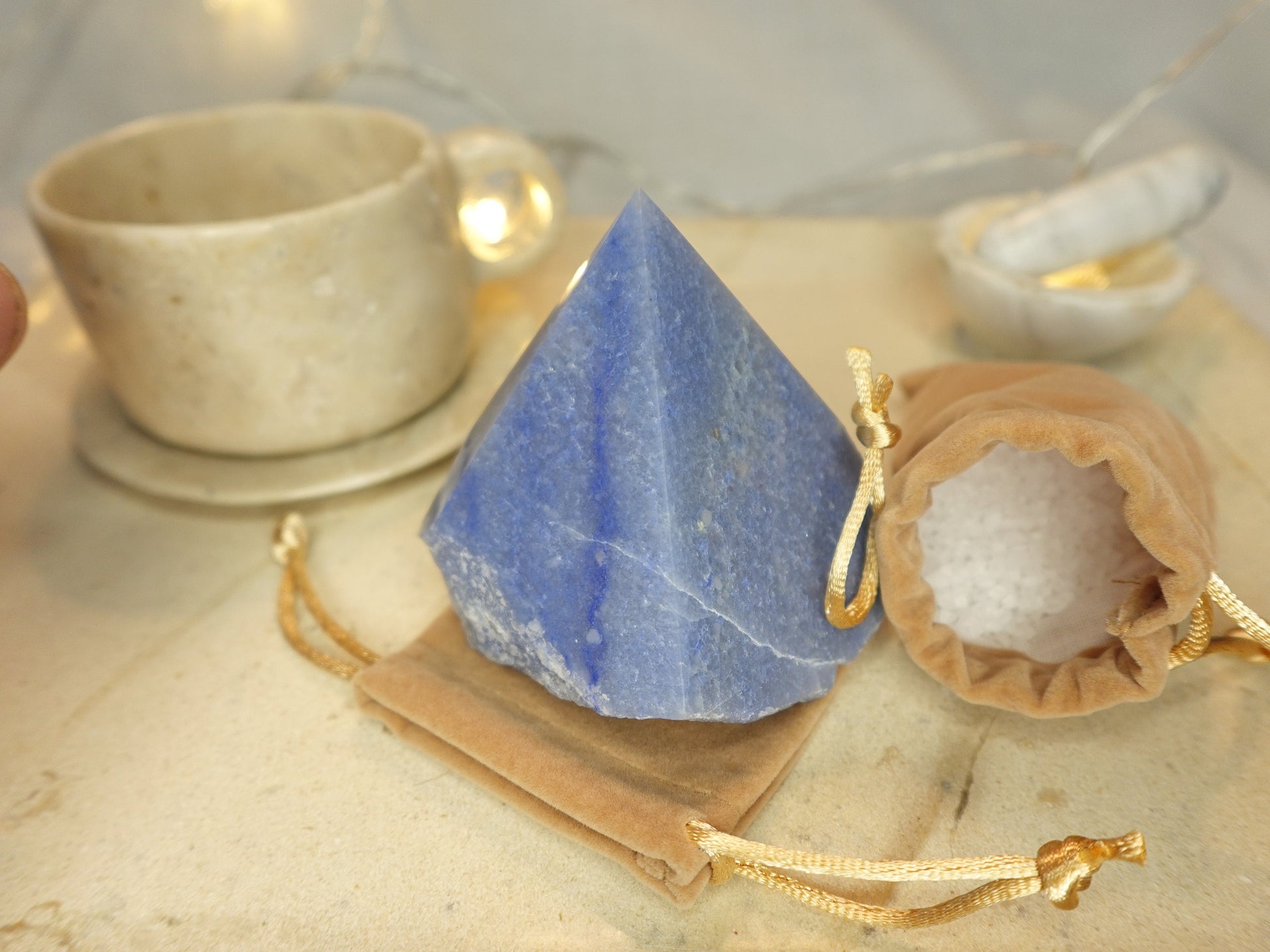 14.6oz Blue Aventurine Carved Crystal Home Decor for Christmas Xmas Paperweight Desk Display Polished Raw Point Gift Birthday Holiday