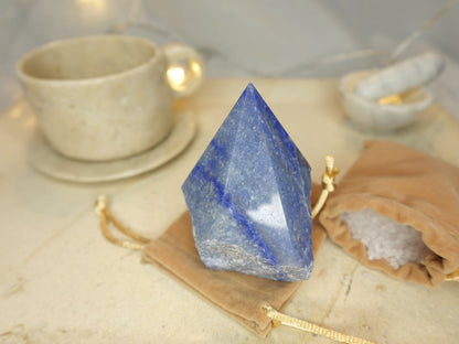 Blue Aventurine Crystal Point: Raw Carved Stone, South Africa