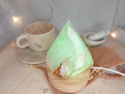Clear Quartz Night Light: LED Crystal Pyramid, Anxiety Relief