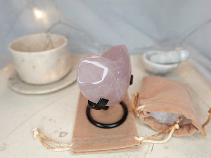 African Lthium Quartz Heart Palm Stone: Crystal Desk Decor with Stand