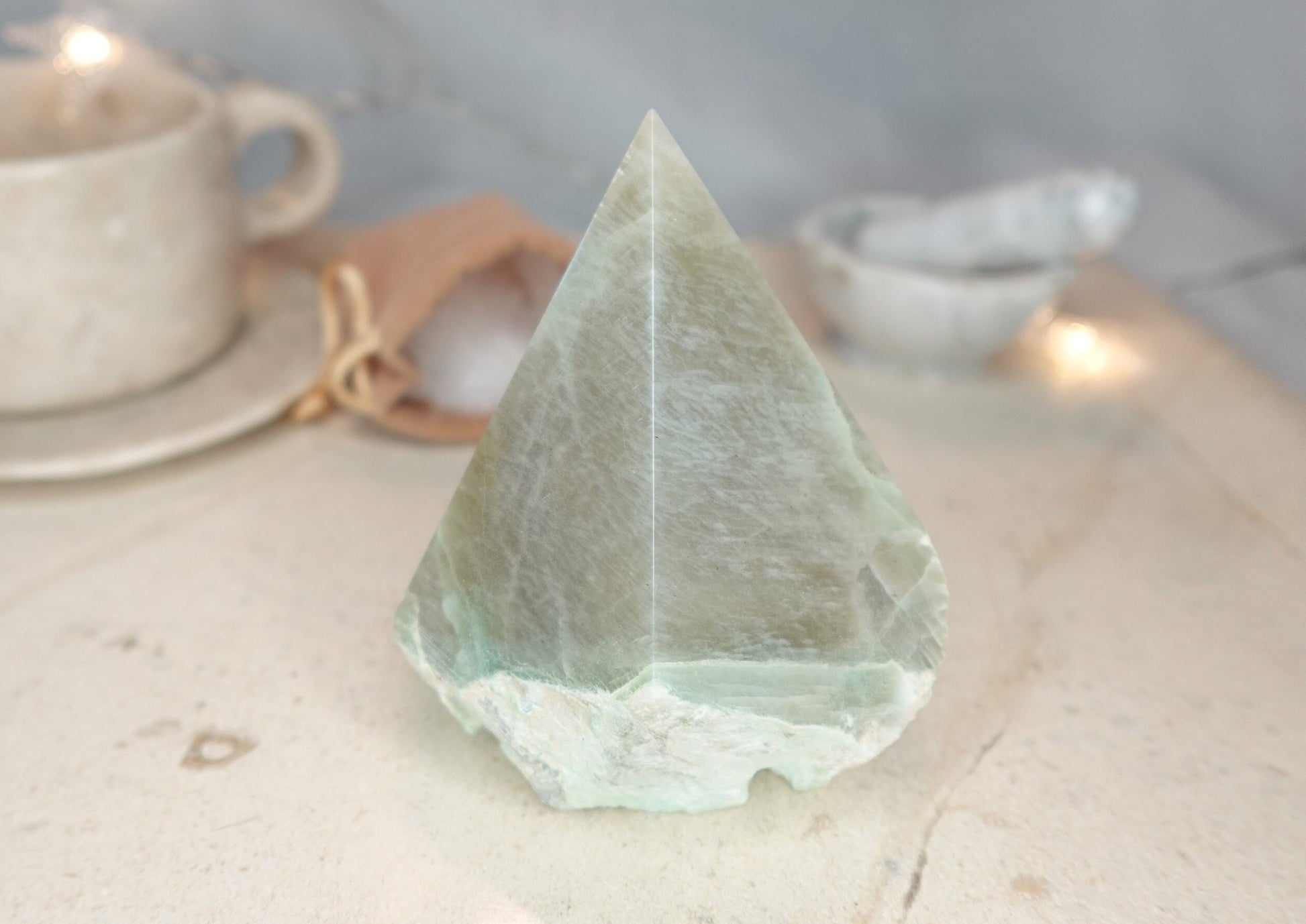 13.5 oz Green Moonstone Carved Anxiety Crystal Polished Raw Stone Meditation Anxiety Birthday Christmas Garden Decor