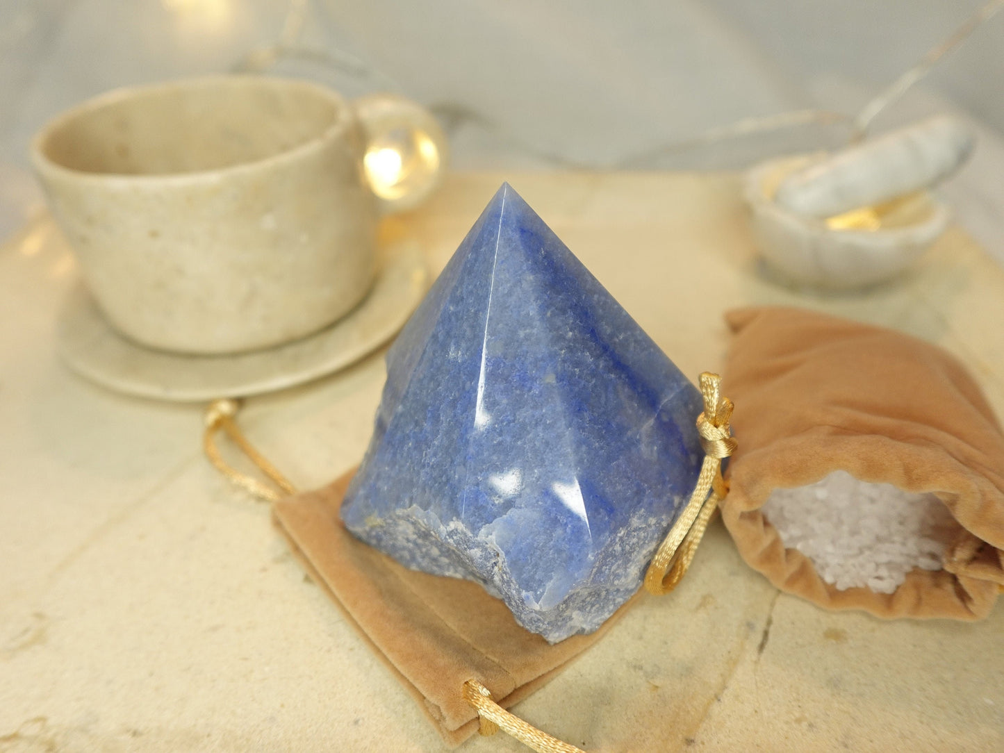 14.6oz Blue Aventurine Carved Crystal Home Decor for Christmas Xmas Paperweight Desk Display Polished Raw Point Gift Birthday Holiday