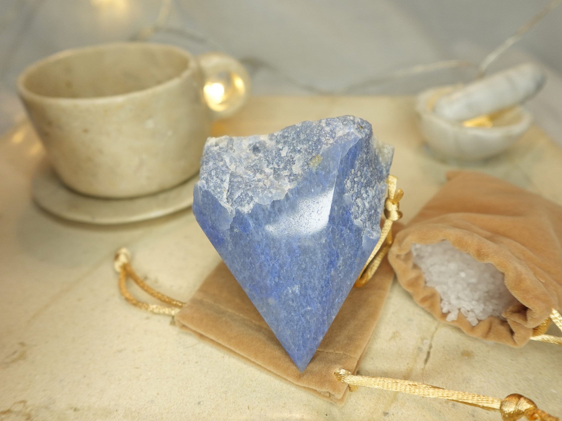 14.6oz Blue Aventurine Carved Crystal Home Decor for Christmas Xmas Paperweight Desk Display Polished Raw Point Gift Birthday Holiday