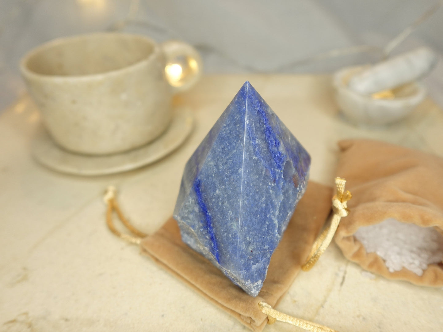 Blue Aventurine Crystal Point: Raw Carved Stone, South Africa