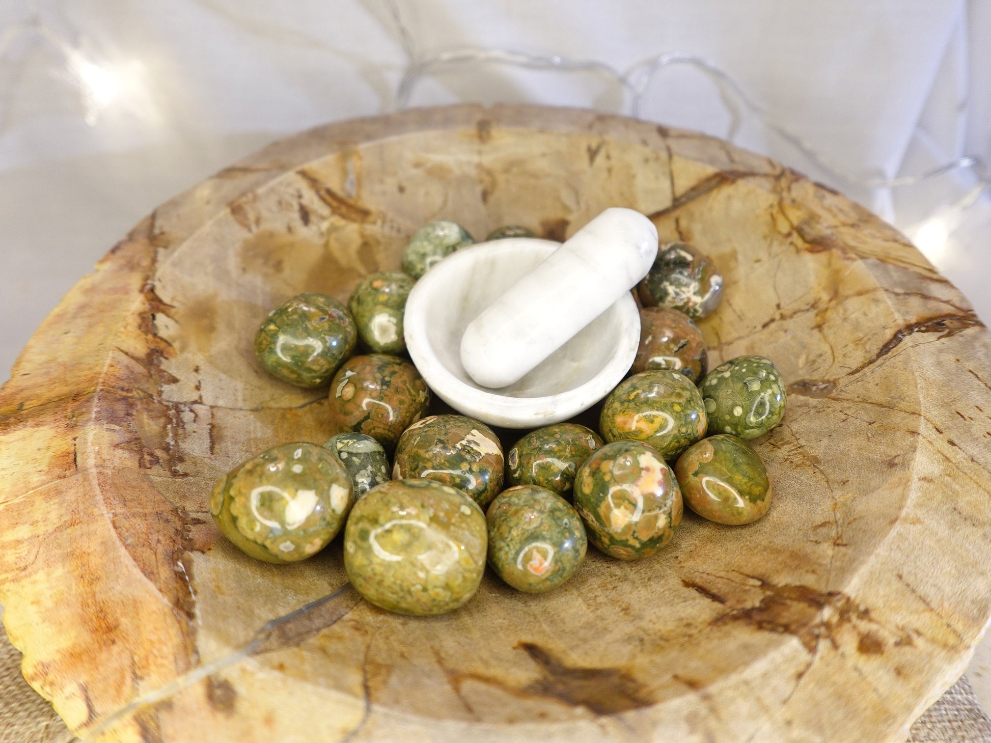 Rainforest Jasper Tumble Smooth anxiety polished rock tumbled pocket crystal Christmas Xmas Home Decor Gift